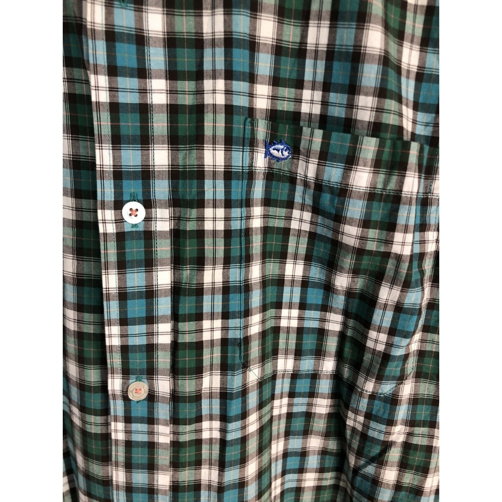 Southern Tide Shirt Green Brown Plaid Tailored Fit Button Down Mens Medium M - Picture 2 of 7